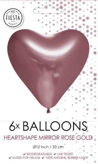 Rose Gouden Hartjes Ballonnen - 6 stuks - 30 cm - Ballonnenshop.nl