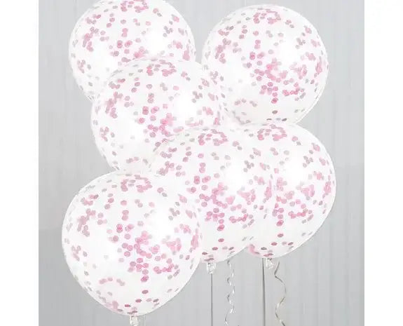 Roze Confetti Ballonnen - 6 stuks - 30,5 cm - Ballonnenshop.nl