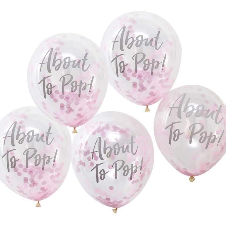 Roze Confetti Ballonnen - About To Pop - 5 stuks - 30 cm - Ballonnenshop.nl