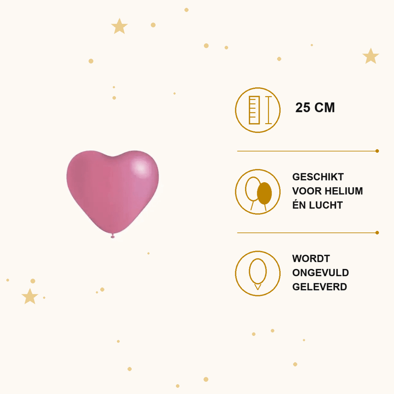 Roze Hartjes Ballonnen - 6 stuks - 25 cm - Ballonnenshop.nl