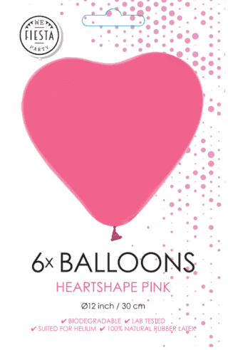Roze Hartjes Ballonnen - 6 stuks - 30 cm - Ballonnenshop.nl