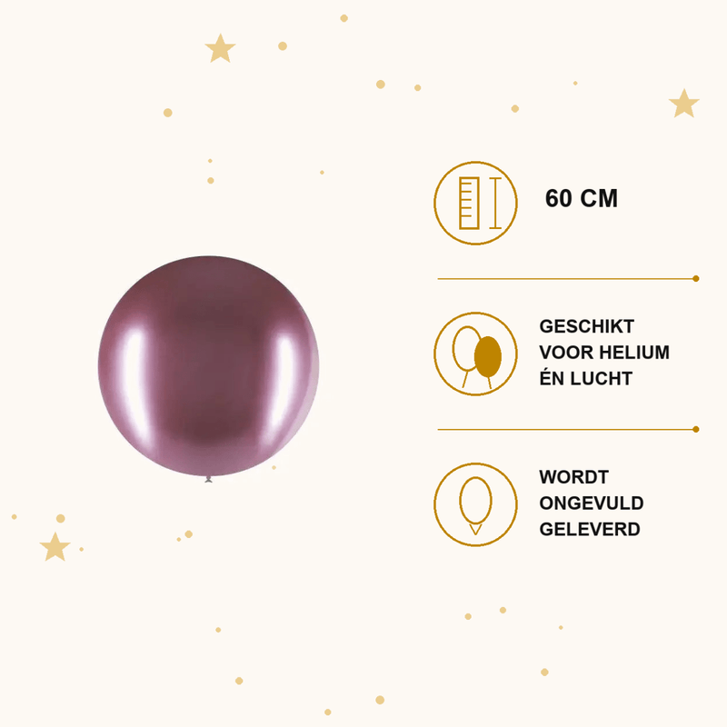 Roze Mega Ballon Chroom 60 cm - Ballonnenshop.nl