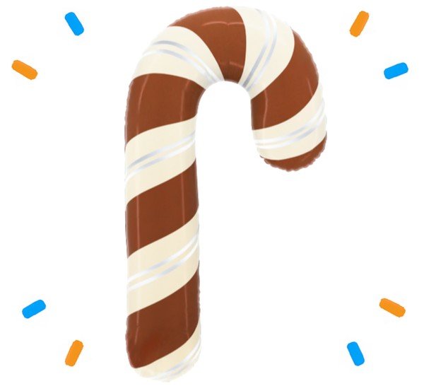 Satijnchocolade Kerst Zuurstok Helium Ballon - Gevuld Met Helium - 89 cm - Ballonnenshop.nl