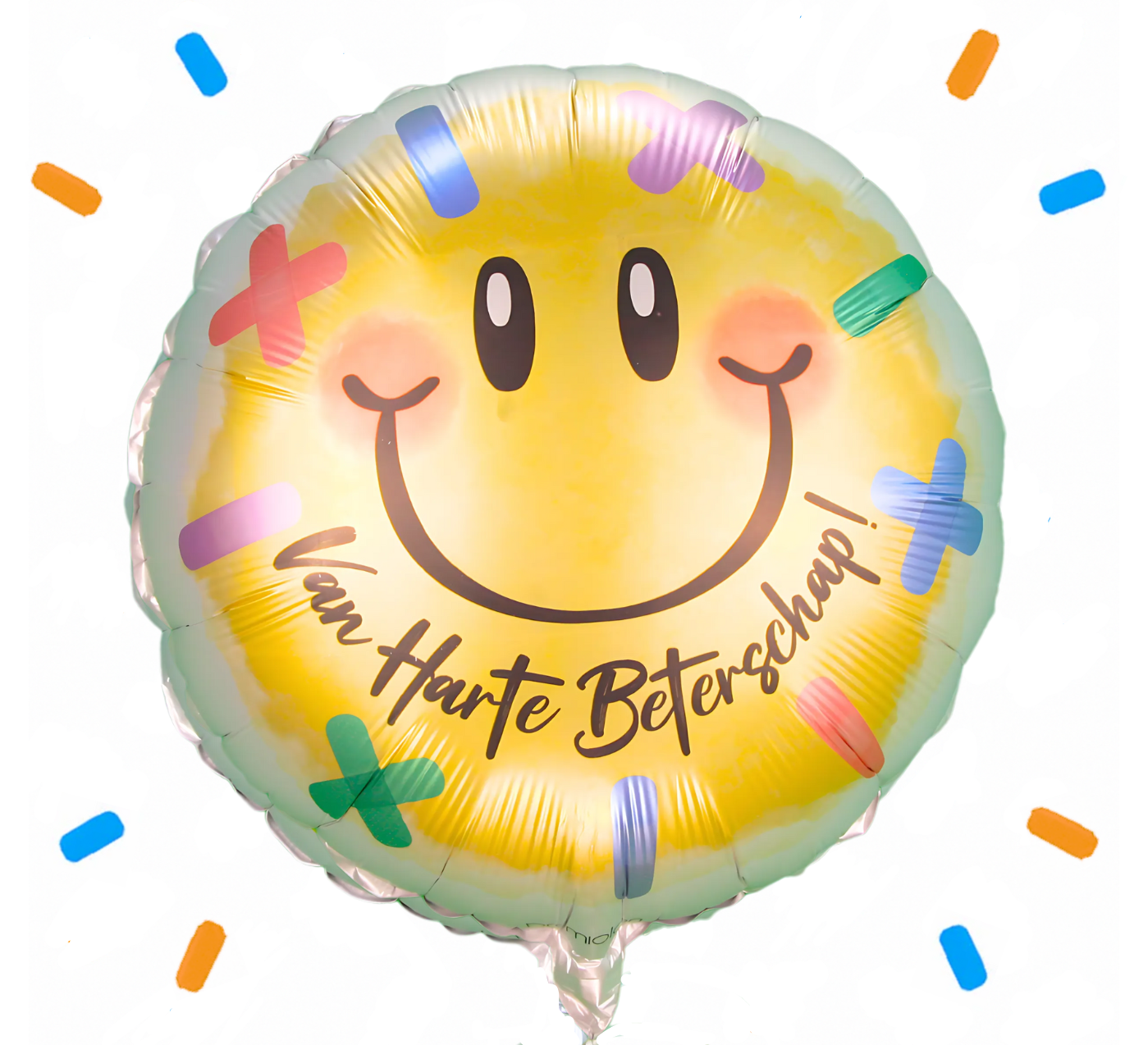 Smiley Van Harte Beterschap Helium Ballon - Gevuld Met Helium - 43 cm