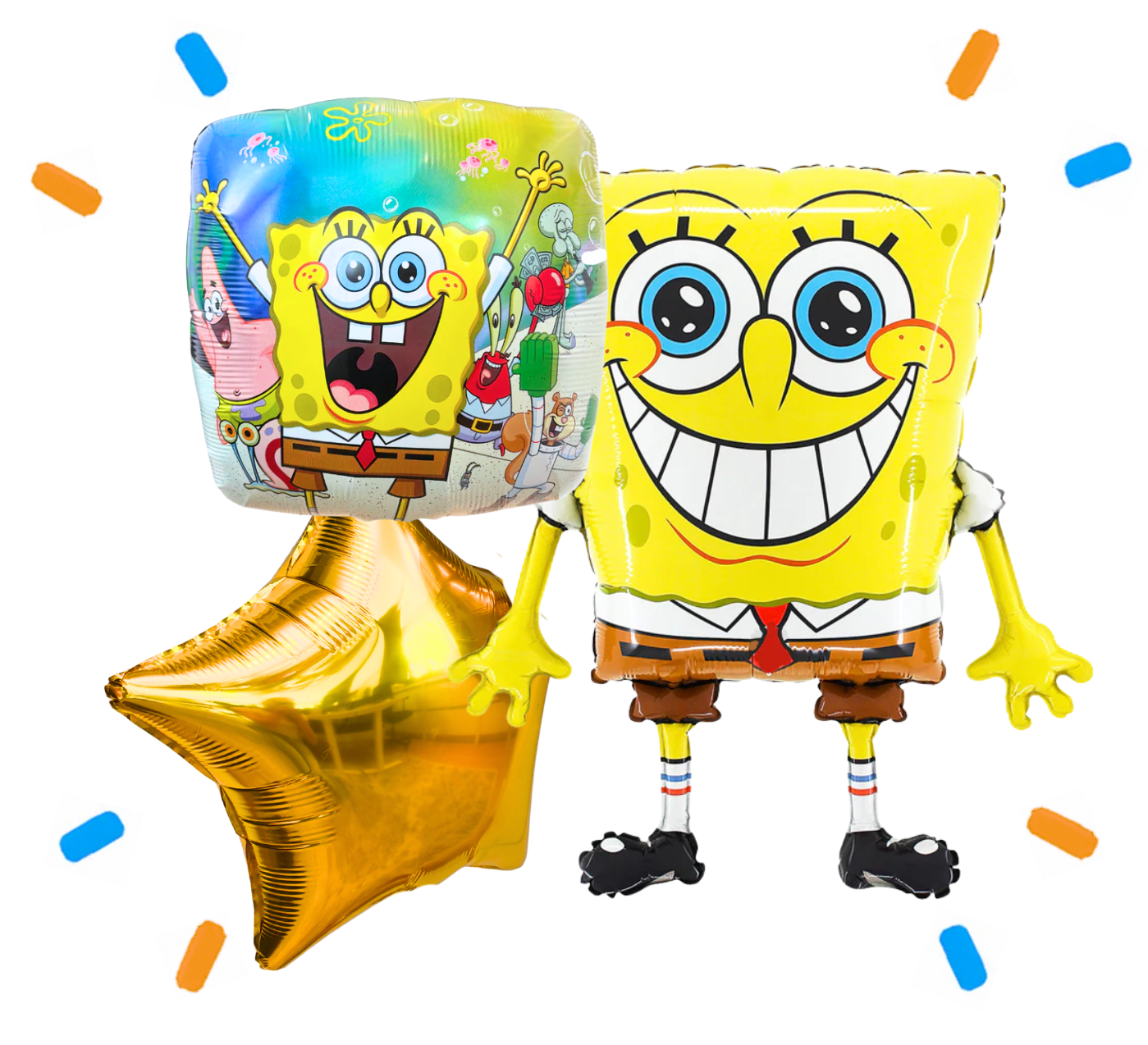 Spongebob Trosje Goud/Blauw/Geel - Gevuld Met Helium - 64 cm
