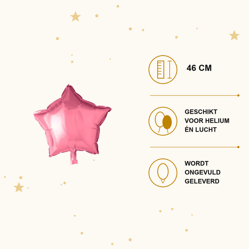 Ster Roze Folie Ballon - 46 cm - Ballonnenshop.nl