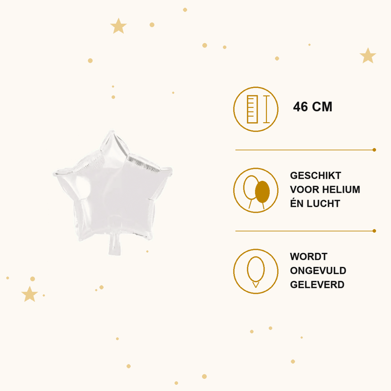 Ster Wit Folie Ballon - 46 cm - Ballonnenshop.nl