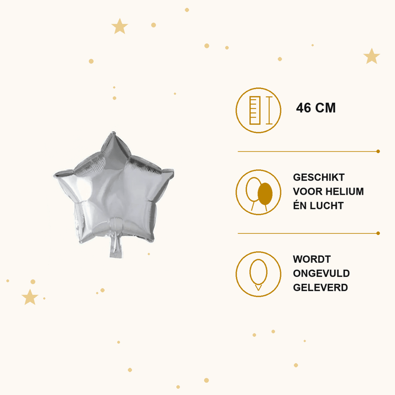 Ster Zilver Folie Ballon - 46 cm - Ballonnenshop.nl
