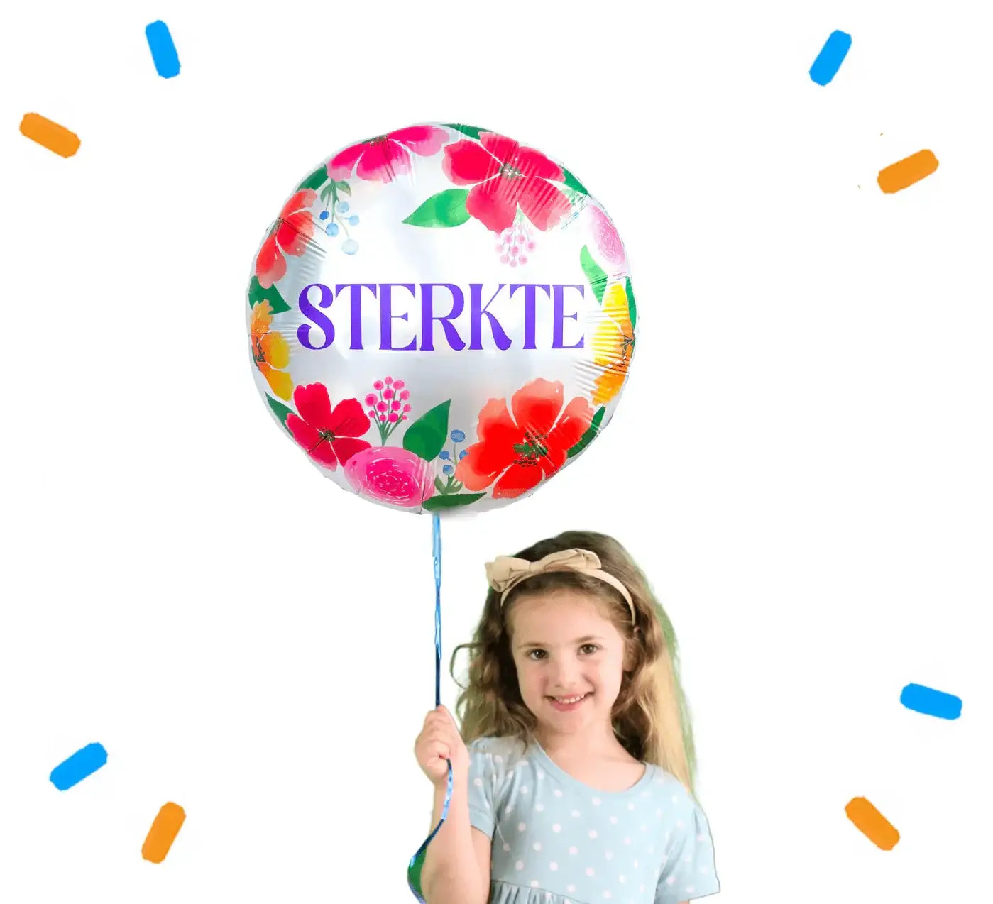 Sterkte Bloemen Helium Ballon - Gevuld Met Helium - 46 cm - Ballonnenshop.nl
