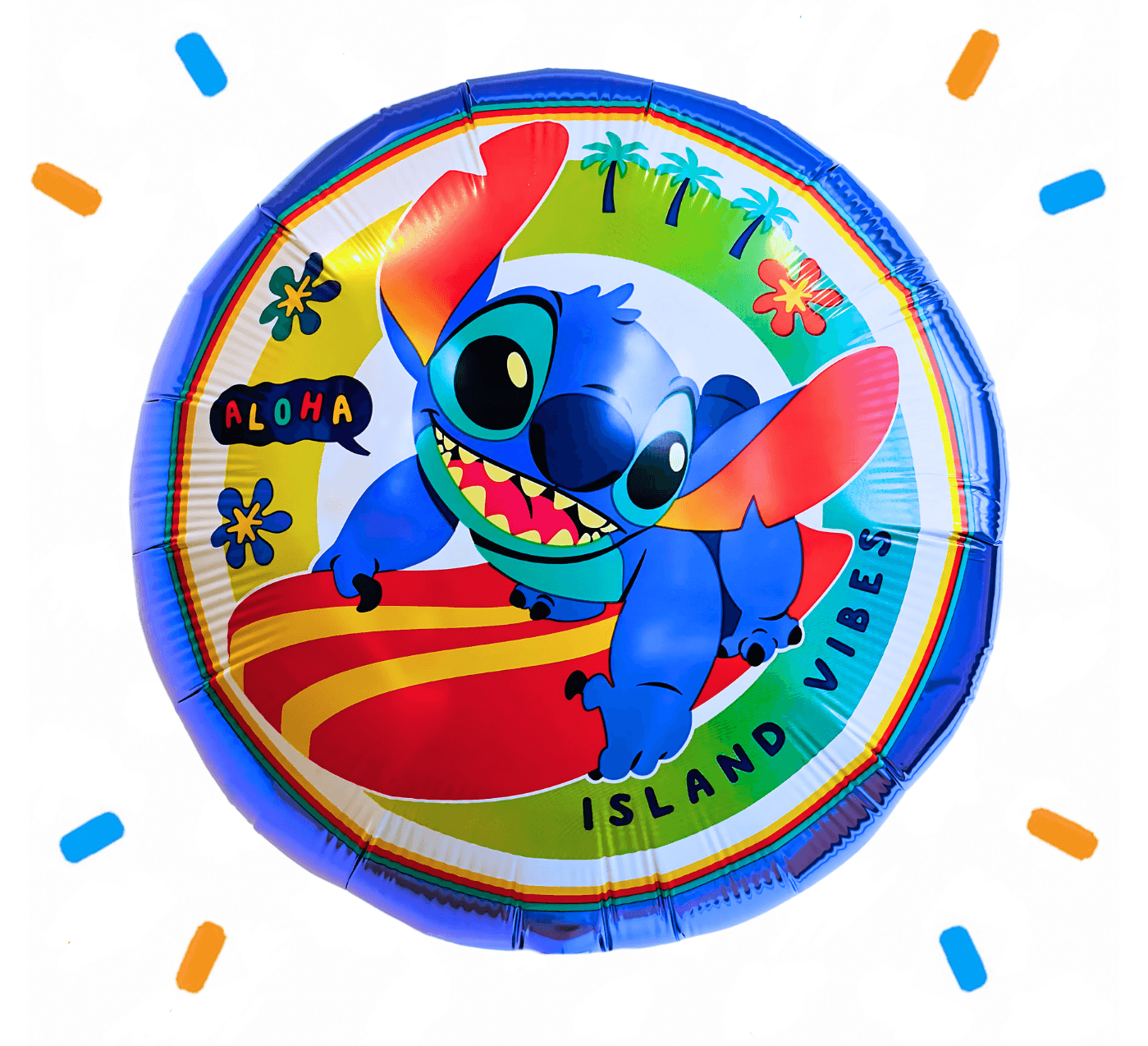 Stitch Op Surfboard Helium Ballon - Gevuld Met Helium - 46 cm