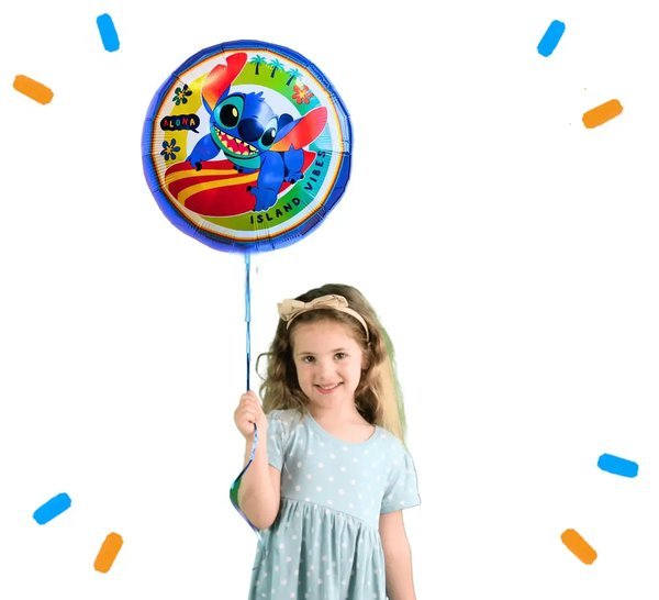 Stitch Op Surfboard Helium Ballon - Gevuld Met Helium - 46 cm - Ballonnenshop.nl