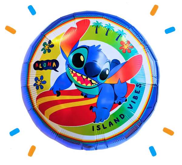 Stitch Op Surfboard Helium Ballon - Gevuld Met Helium - 46 cm - Ballonnenshop.nl