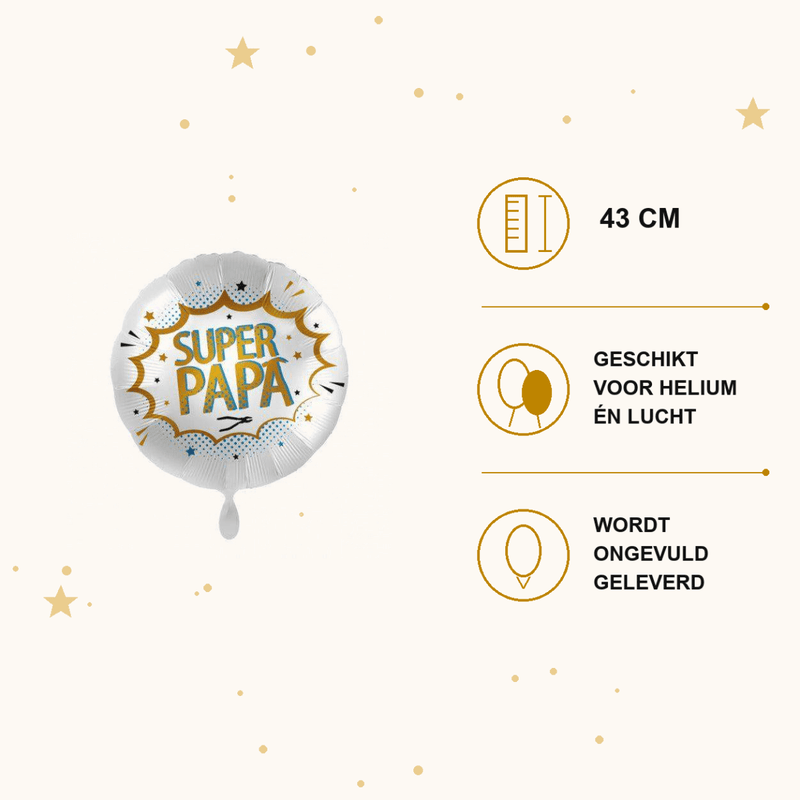 Super Papa Folie Ballon Goud - 43 cm - Ballonnenshop.nl