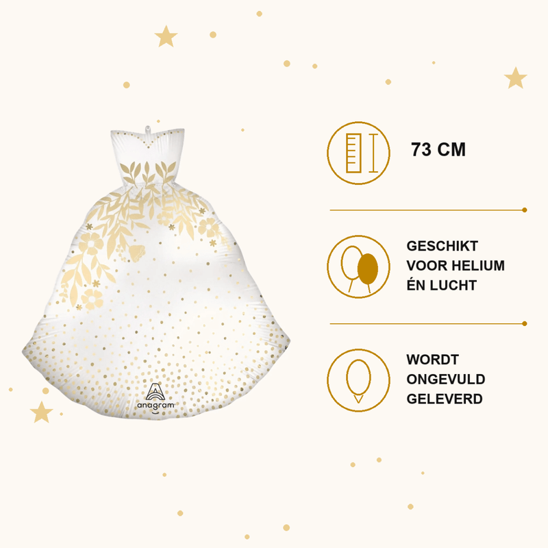 Trouwjurk Folie Ballon - 73 cm - Ballonnenshop.nl