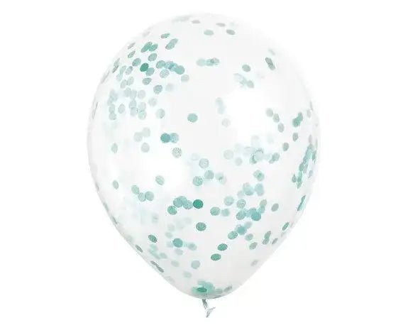 Turquoise Confetti Ballonnen - 6 stuks - 30,5 cm - Ballonnenshop.nl
