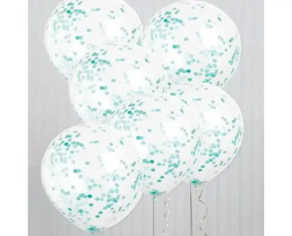 Turquoise Confetti Ballonnen - 6 stuks - 30,5 cm - Ballonnenshop.nl