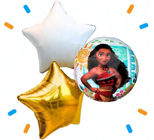 Vaiana Trosje Blauw/Wit/Goud - Gevuld Met Helium - 46 cm - Ballonnenshop.nl