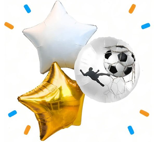 Voetbal Trosje Goud/Wit/Zwart - Gevuld Met Helium - 46 cm - Ballonnenshop.nl