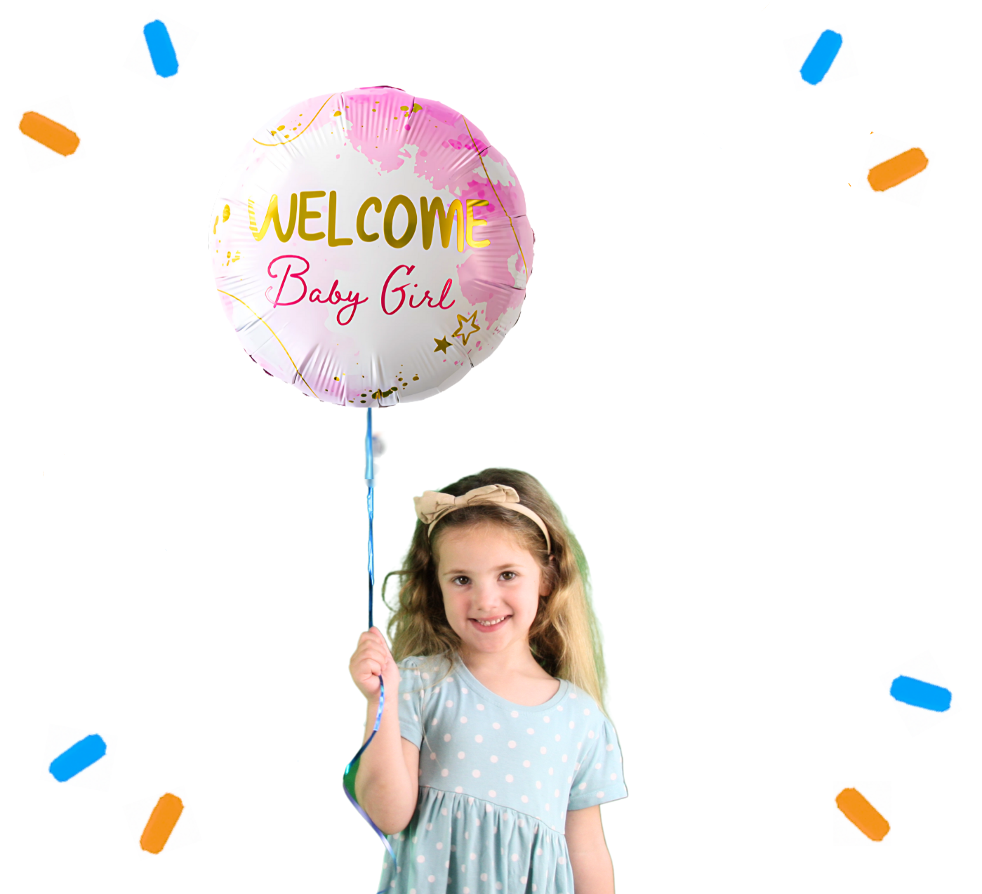 Helium Ballon Welcome Baby Girl - Gevuld Met Helium - 45 cm
