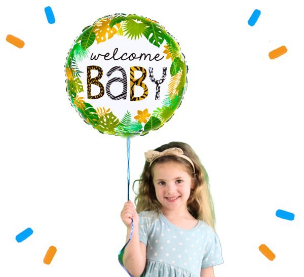 Welcome Baby Jungle Helium Ballon - Gevuld Met Helium - 46 cm - Ballonnenshop.nl