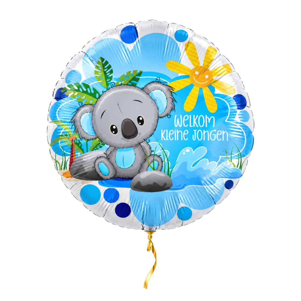 Welkom Kleine Jongen Ballon – met helium gevuld, met gouden lint