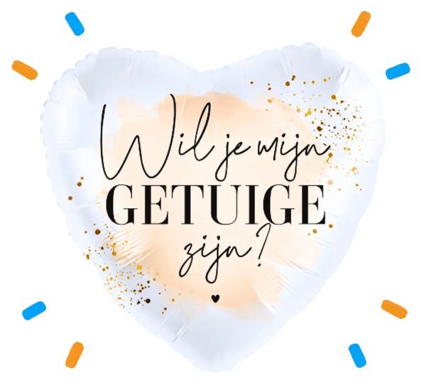 Wil Je mijn Getuige Zijn? Helium Ballon Gevuld Met Helium - 46 cm - Ballonnenshop.nl