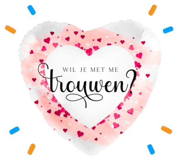 Wil Je Trouwen Helium Ballon - Gevuld Met Helium - 46 cm - Ballonnenshop.nl