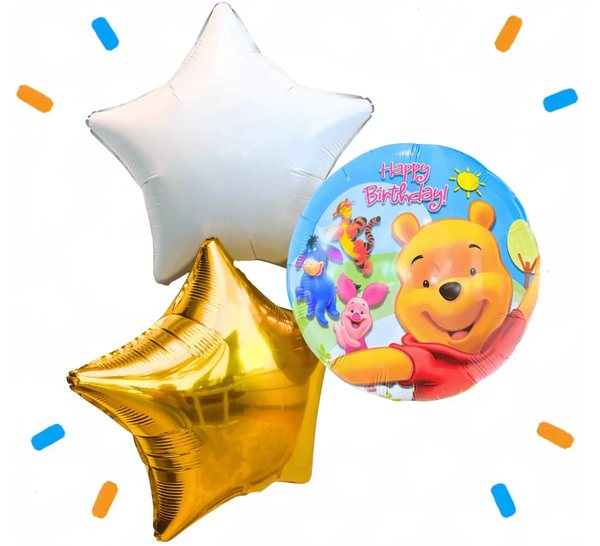 Winnie The Pooh Happy Birthday Trosje - Gevuld Met Helium - 46 cm - Ballonnenshop.nl