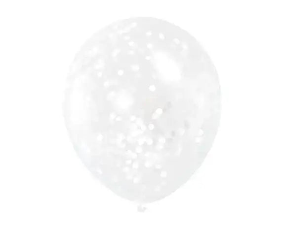 Witte Confetti Ballonnen - 6 stuks - 30,5 cm - Ballonnenshop.nl