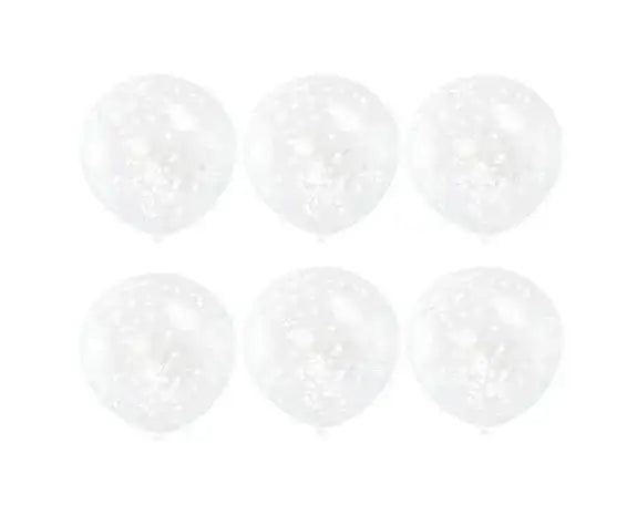 Witte Confetti Ballonnen - 6 stuks - 30,5 cm - Ballonnenshop.nl