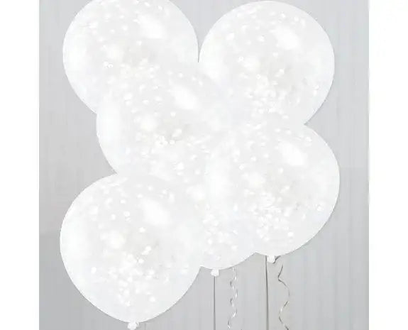 Witte Confetti Ballonnen - 6 stuks - 30,5 cm - Ballonnenshop.nl
