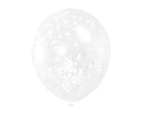 Witte Confetti Ballonnen - 6 stuks - 30,5 cm - Ballonnenshop.nl