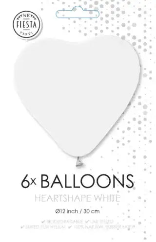 Witte Hartjes Ballonnen - 6 stuks - 30 cm - Ballonnenshop.nl