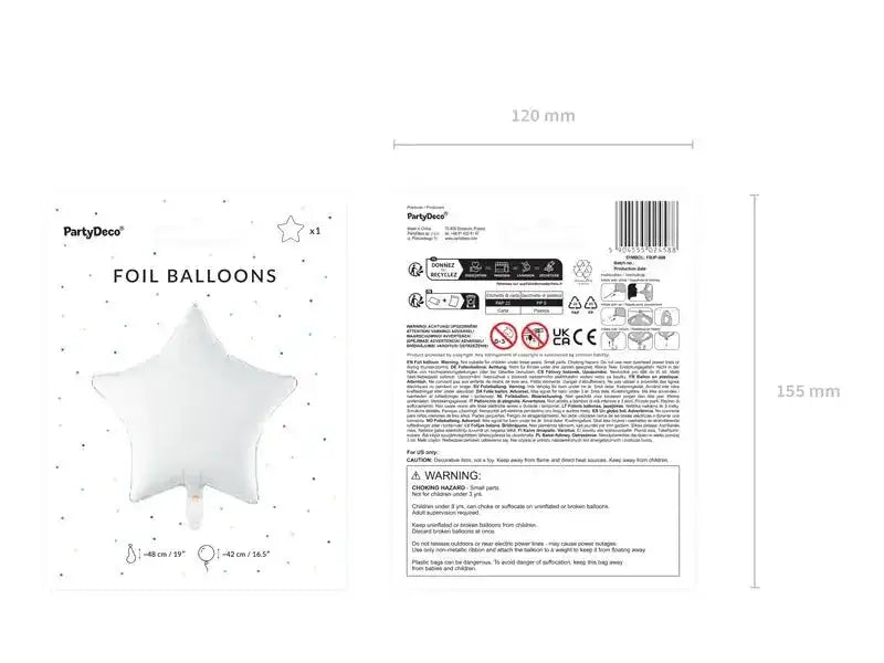 Witte Ster Folie Ballon 48 cm - Ballonnenshop.nl