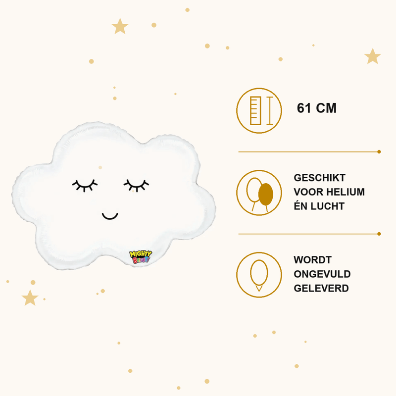 Wolk Wit Folie Ballon - 61 cm - Ballonnenshop.nl