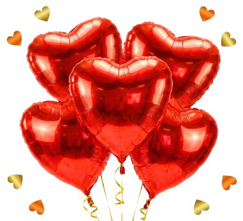 XL Ballonnentros 5 Rode Hartjes - Gevuld Met Helium - 45 cm - Ballonnenshop.nl