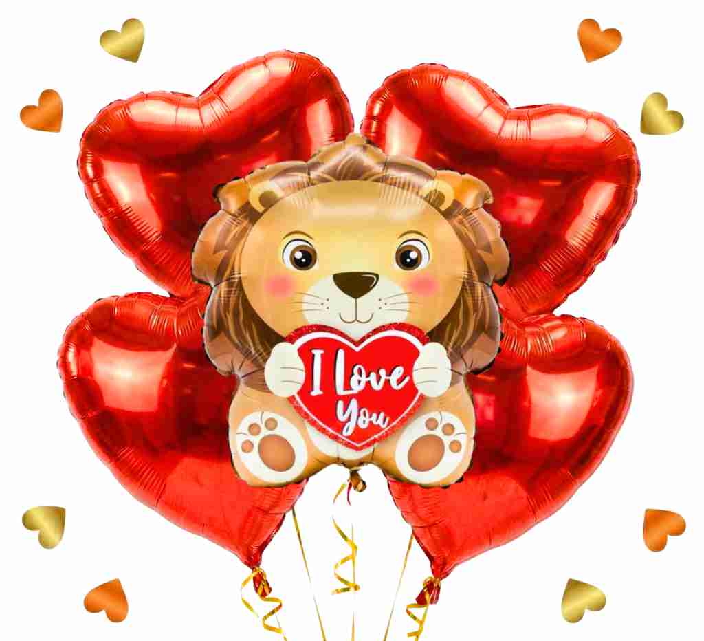 XL I Love You Leeuw Ballonnentros – Met Karakter - Ballonnenshop.nl