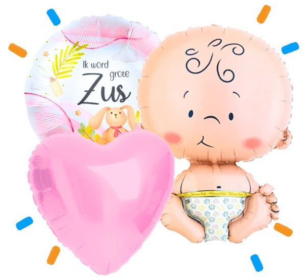 XL Ik Word Grote Zus Trosje Helium Ballonnen - Gevuld Met Helium - 61 cm - Ballonnenshop.nl