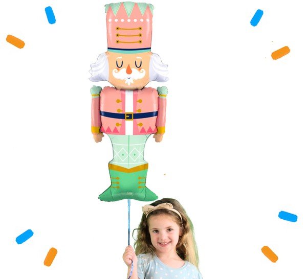 XL Notenkraker Kerst Pastel Helium Ballon - Gevuld Met Helium - 103 cm - Ballonnenshop.nl