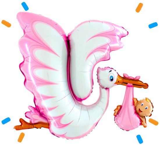 XL Roze Ooievaar Helium Ballon - Gevuld Met Helium - 114 cm - Ballonnenshop.nl