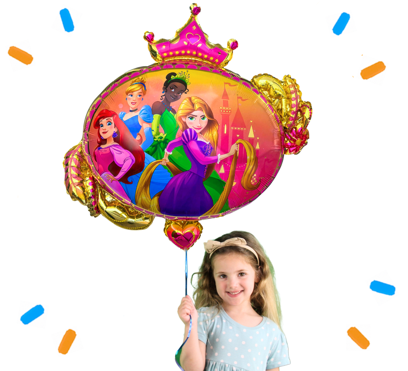 Ariel, Assepoester, Tiana & Rapunzel Disney Prinsessen Helium Ballon XXL - Gevuld Met Helium - 86 cm