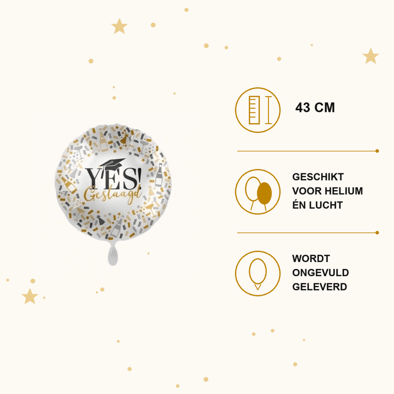Yes! Geslaagd Folie Ballon - 43 cm - Ballonnenshop.nl