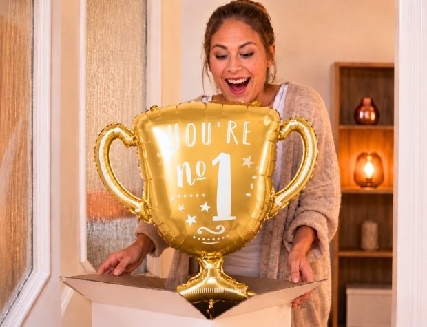 You're No.1 Trofee Ballon - Gevuld Met Helium - 84 cm - Ballonnenshop.nl