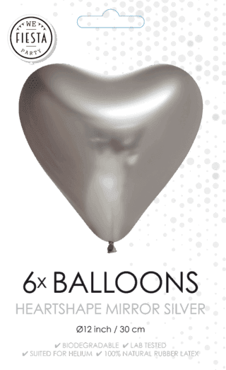 Zilveren Hartjes Ballonnen - 6 stuks - 30 cm - Ballonnenshop.nl