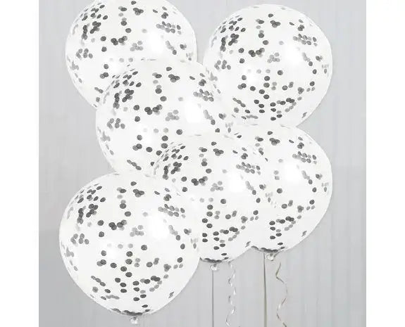 Zwarte Confetti Ballonnen - 6 stuks - 30,5 cm - Ballonnenshop.nl