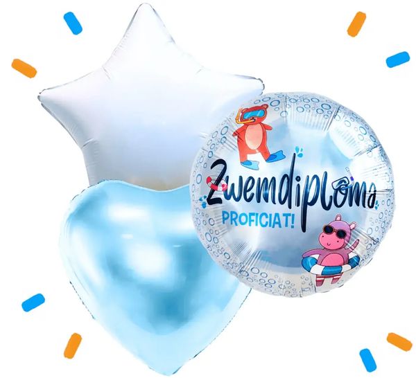 Zwemdiploma Proficiat Trosje Helium Ballonnen - Gevuld Met Helium - 46 cm - Ballonnenshop.nl