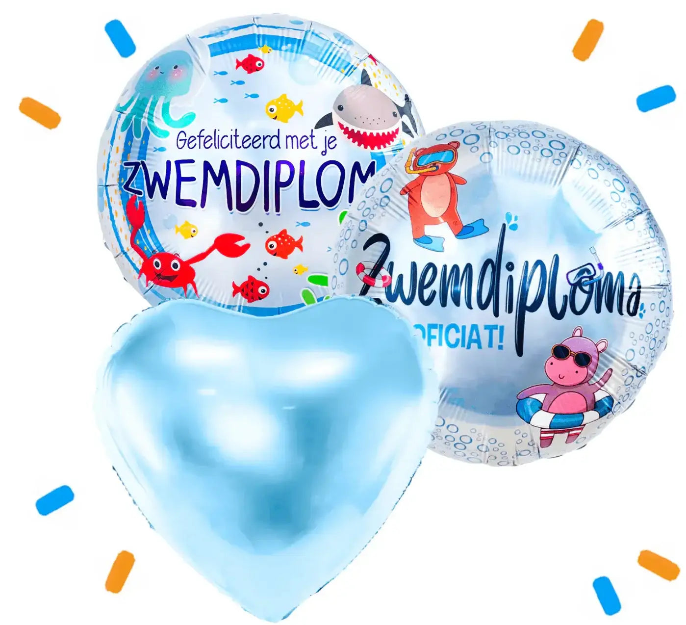 Zwemdiploma Trosje Helium Ballonnen Blauw - Gevuld Met Helium - 46 cm - Ballonnenshop.nl