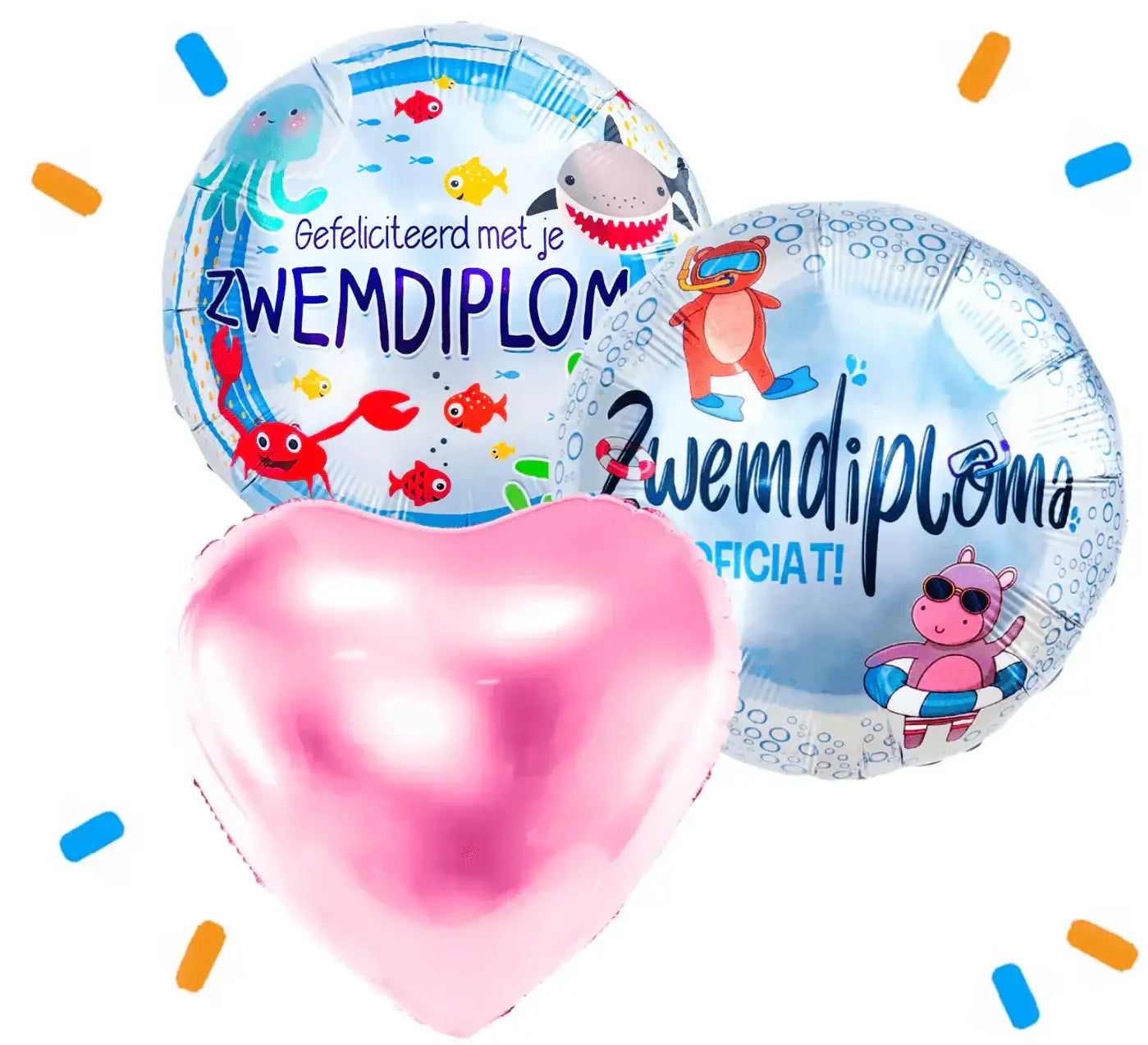 Zwemdiploma Trosje Helium Ballonnen Roze - Gevuld Met Helium - 46 cm - Ballonnenshop.nl