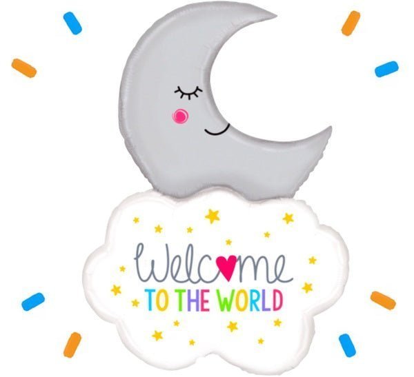 XL Welcome To The World maanballon voor een geboorte op afstand