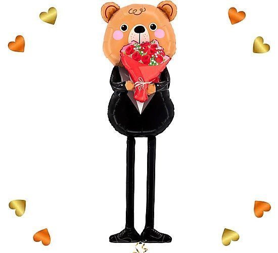 XXXL romantische beer met bloemen voor een groots ik hou van jou